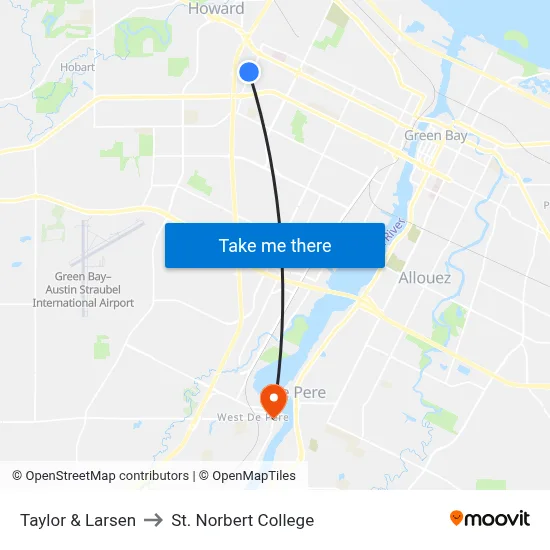 Taylor & Larsen to St. Norbert College map