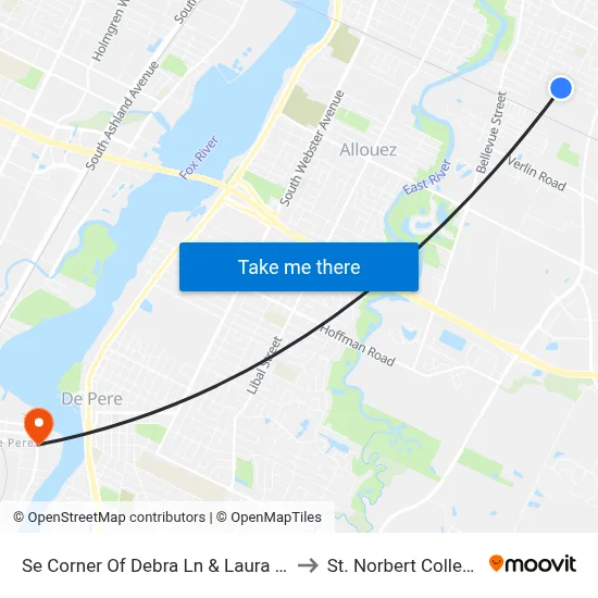 Se Corner Of Debra Ln & Laura St to St. Norbert College map