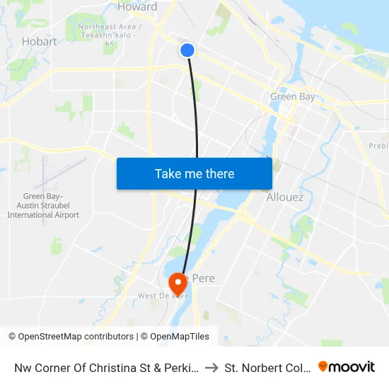 Nw Corner Of Christina St & Perkins Ave to St. Norbert College map