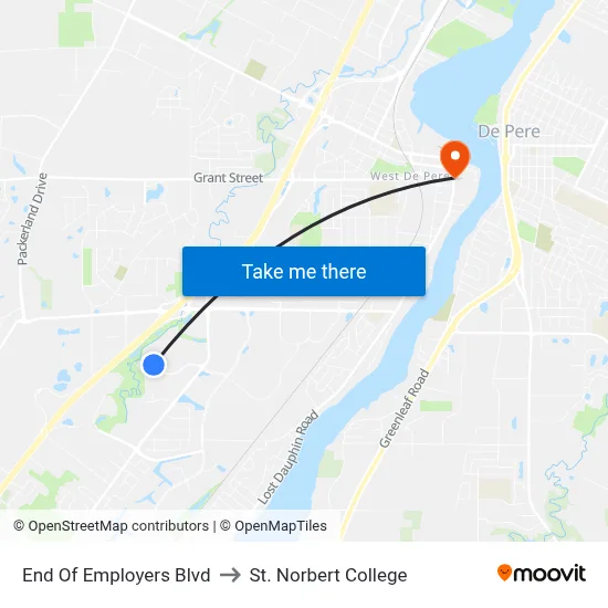 End Of Employers Blvd to St. Norbert College map