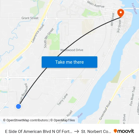 E Side Of American Blvd N Of Fortune Ave to St. Norbert College map