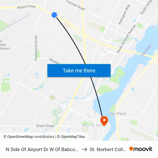 N Side Of Airport Dr W Of Babcock Rd to St. Norbert College map
