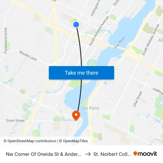 Nw Corner Of Oneida St & Anderson Dr to St. Norbert College map
