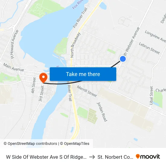 W Side Of Webster Ave S Of Ridgeway Blvd to St. Norbert College map