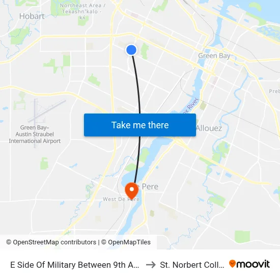E Side Of Military Between 9th And 7th to St. Norbert College map