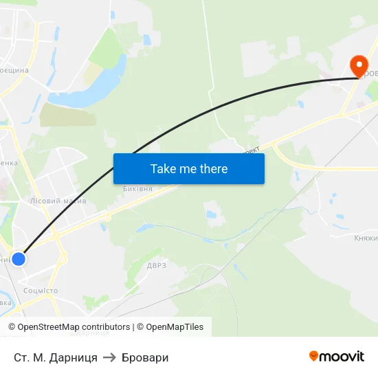 Ст. М. Дарниця to Бровари map