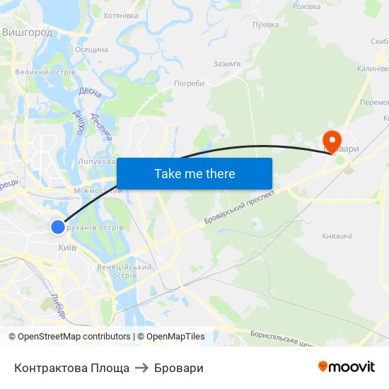 Контрактова Площа to Бровари map