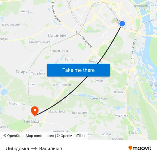 Либідська to Васильків map