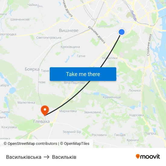 Васильківська to Васильків map