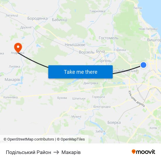 Подільський Район to Макарів map