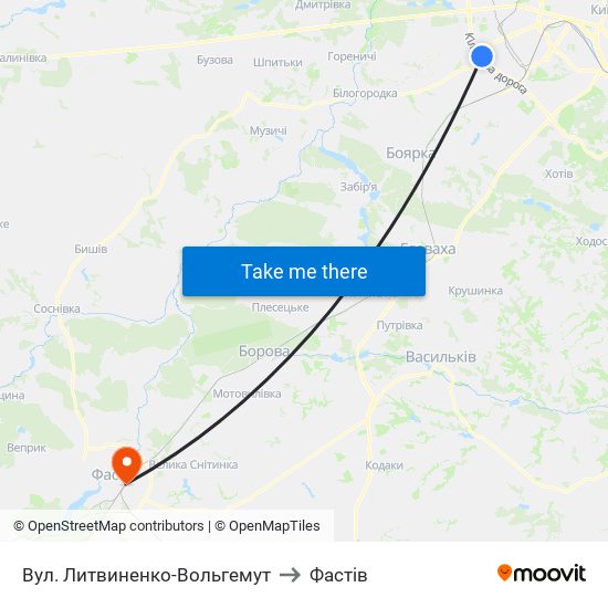 Вул. Литвиненко-Вольгемут to Фастів map