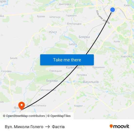 Вул. Миколи Голего to Фастів map