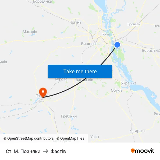 Ст. М. Позняки to Фастів map