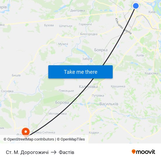 Ст. М. Дорогожичі to Фастів map