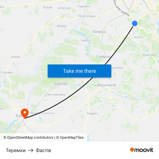Теремки to Фастів map