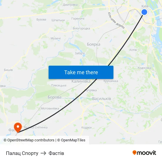 Палац Спорту to Фастів map
