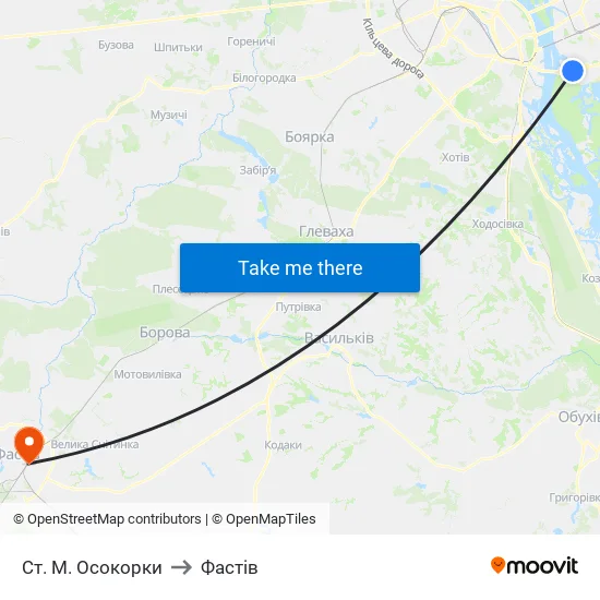 Ст. М. Осокорки to Фастів map