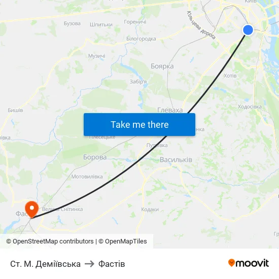 Ст. М. Деміївська to Фастів map