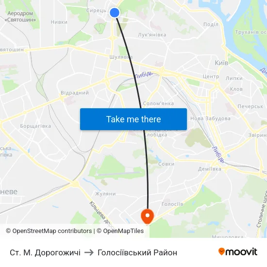 Ст. М. Дорогожичі to Голосіївський Район map
