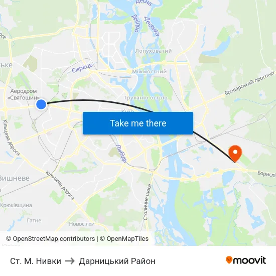 Ст. М. Нивки to Дарницький Район map