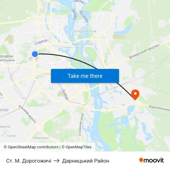 Ст. М. Дорогожичі to Дарницький Район map
