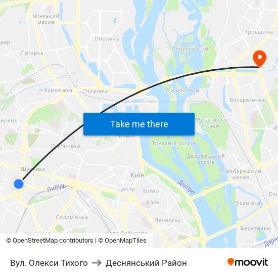 Вул. Олекси Тихого to Деснянський Район map