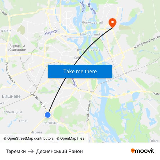 Теремки to Деснянський Район map