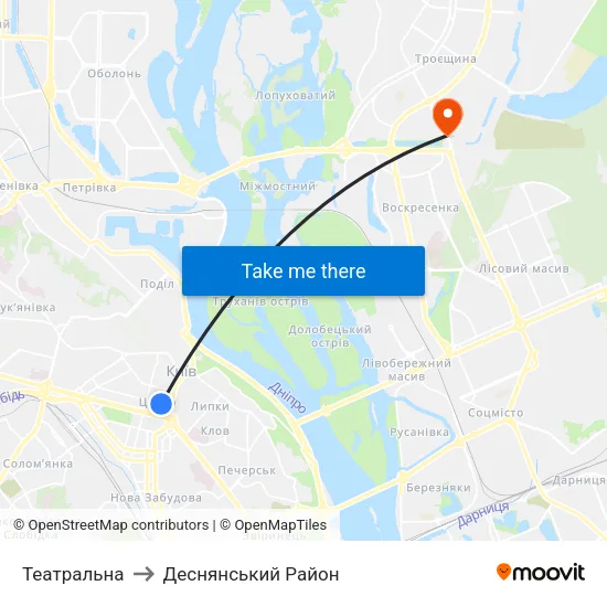 Театральна to Деснянський Район map