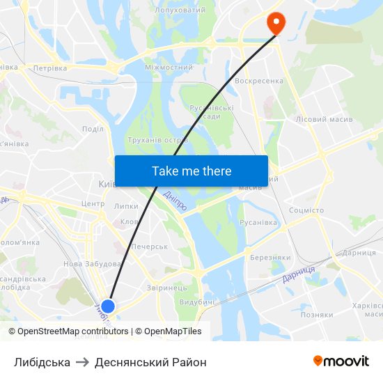 Либідська to Деснянський Район map