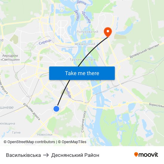 Васильківська to Деснянський Район map