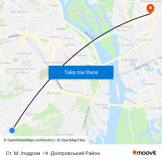 Ст. М. Іподром to Дніпровський Район map