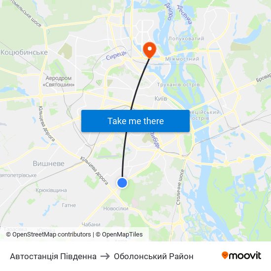 Автостанція Південна to Оболонський Район map