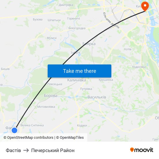 Фастів to Печерський Район map