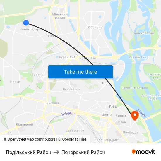 Подільський Район to Печерський Район map