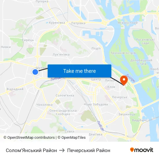 Солом’Янський Район to Печерський Район map