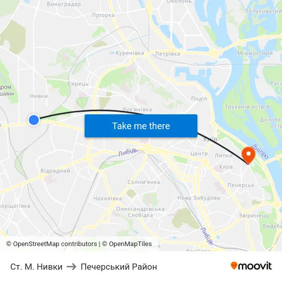 Ст. М. Нивки to Печерський Район map