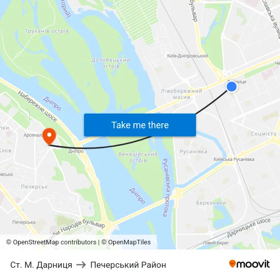 Ст. М. Дарниця to Печерський Район map