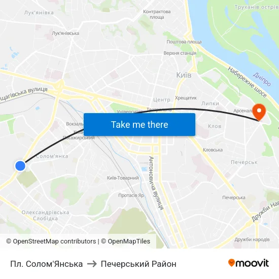 Пл. Солом'Янська to Печерський Район map