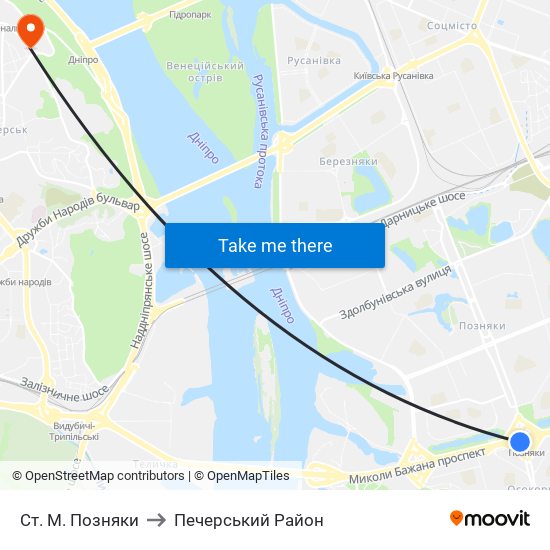 Ст. М. Позняки to Печерський Район map