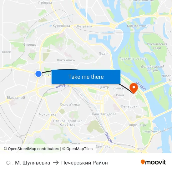 Ст. М. Шулявська to Печерський Район map