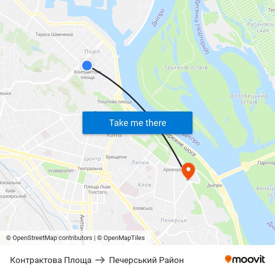 Контрактова Площа to Печерський Район map