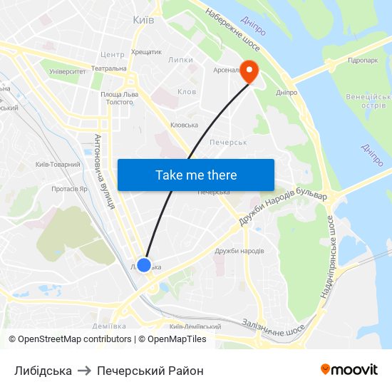 Либідська to Печерський Район map