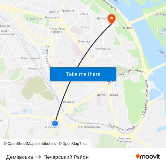 Деміївська to Печерський Район map