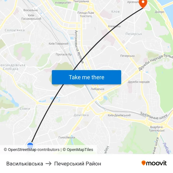 Васильківська to Печерський Район map