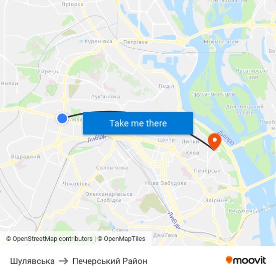 Шулявська to Печерський Район map