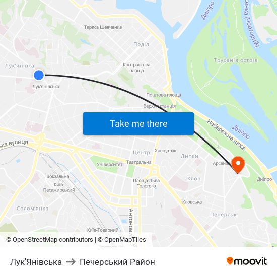 Лук'Янівська to Печерський Район map