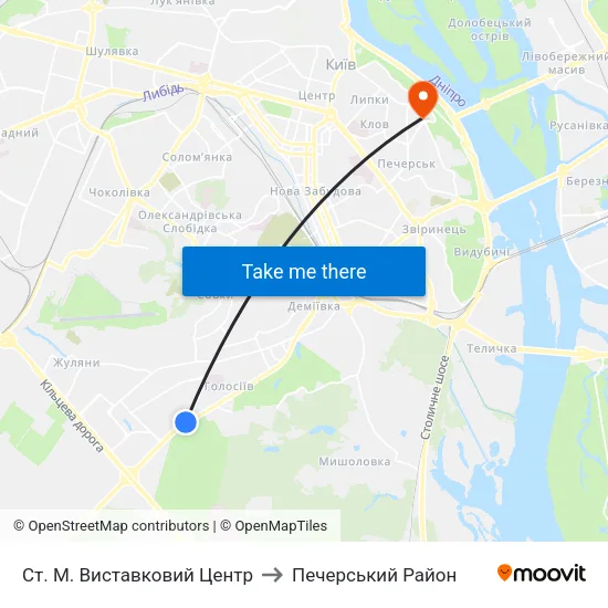 Ст. М. Виставковий Центр to Печерський Район map
