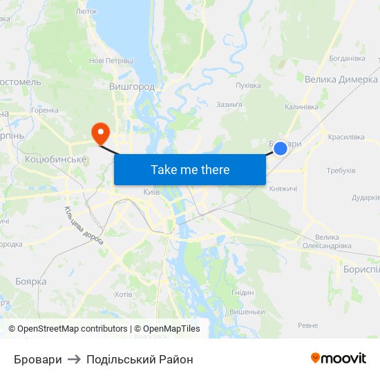 Бровари to Подільський Район map