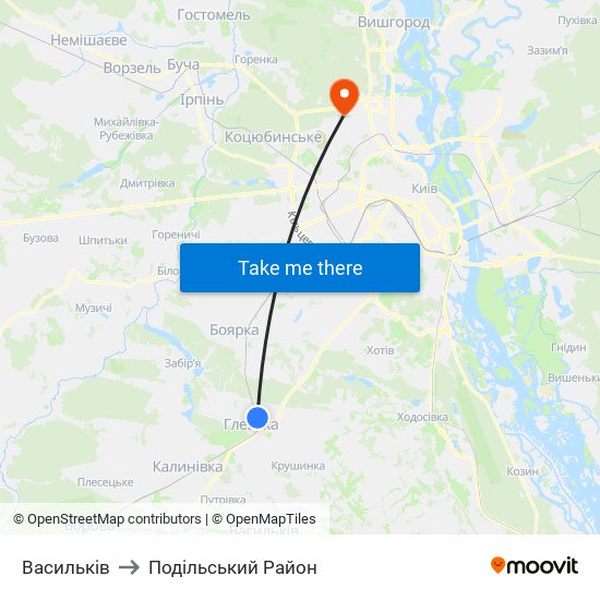 Васильків to Подільський Район map
