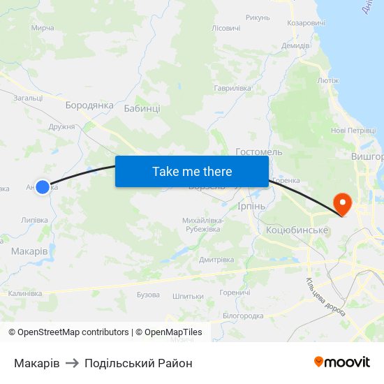 Макарів to Подільський Район map